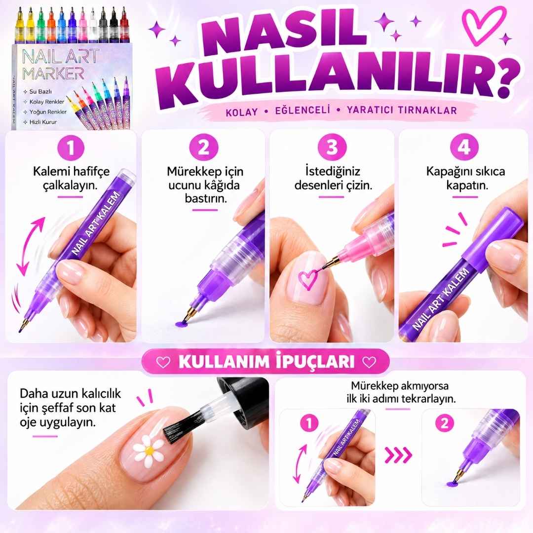 Tırnak Süsleme Kalemi Seti